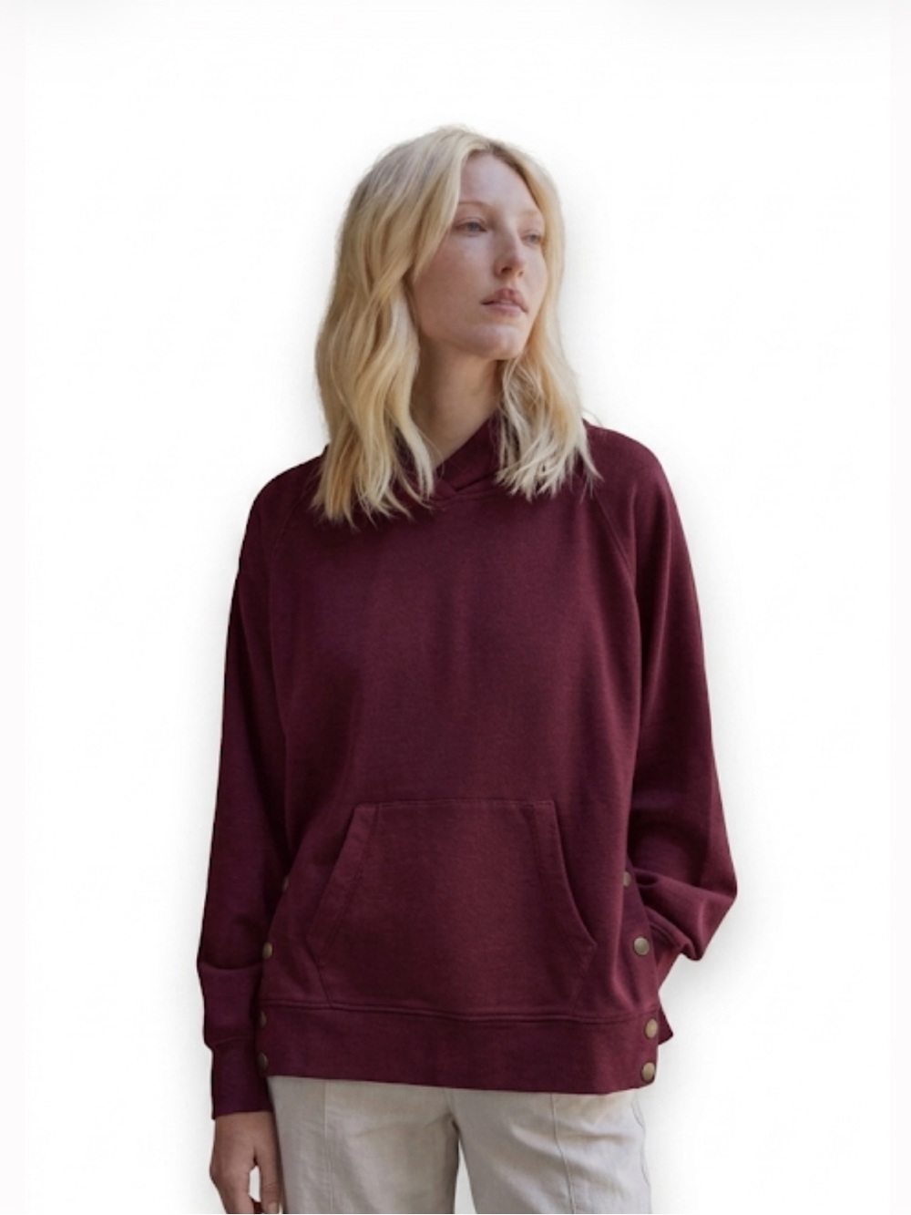 Wrap London Relaxed Hoodie In Burgundy Organic Cotton Hemp Size 8 New With Tag!